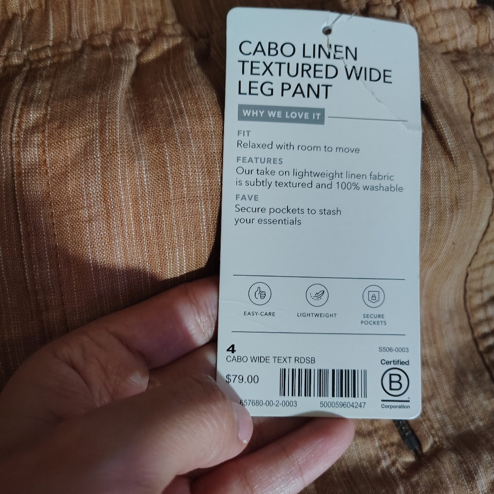 Athleta Cabo Linen Textured Wide Leg Pant Size 4 - Picture 10 of 15